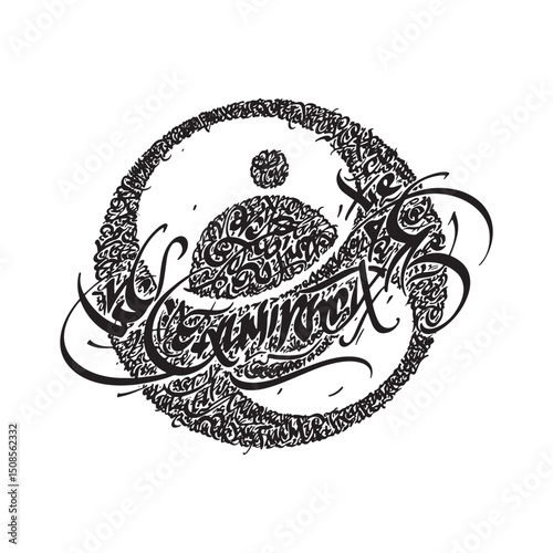 Intricate equinox design, monochromatic vector illustration for