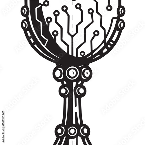 Cyberpunk Medieval Goblet Icon, A Fusion of Past and Future Styl