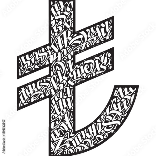 Graffiti-Style Turkish Lira Symbol, A Modern Twist on National C