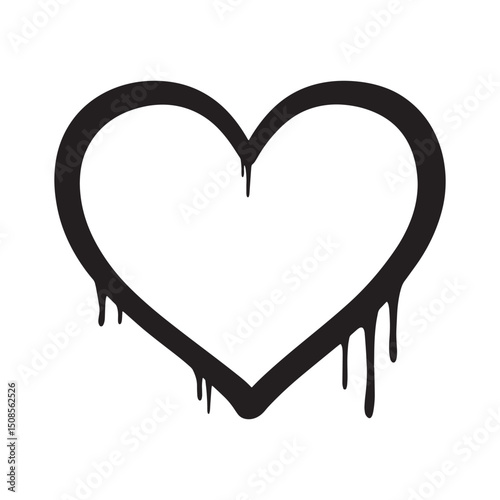 Heart Symbol with Dripping Paint Effect for Merchandise and Appa