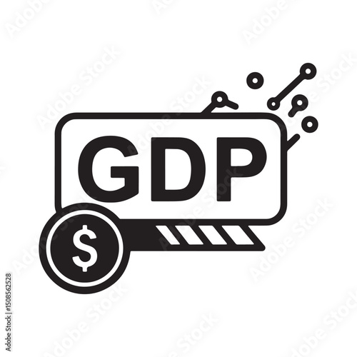 Gross Domestic Product in Cyberpunk Style Black and White Vector
