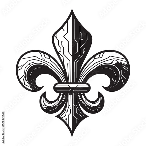 Cyberpunk Fleur de Lis Vector Icon for Merchandise Apparel Print