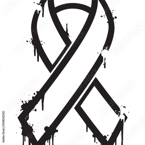 Bold transgender ribbon with dripping paint stencil effect vecto