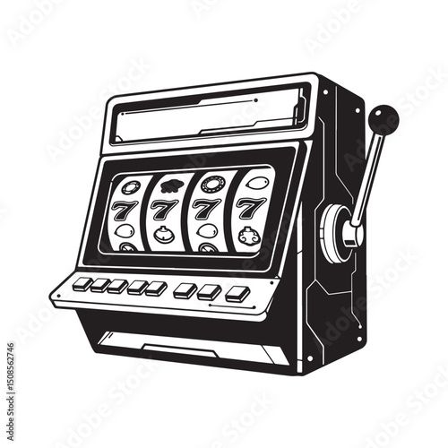 Sleek cyberpunk-style slot machine icon perfect for modern merch