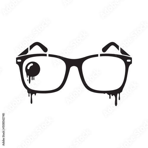 Modern Smart Glasses Vector Icon with Dripping Paint for Apparel