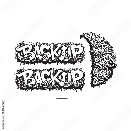 Graffiti Styled Backup Icon Vector Illustration for Merchandise