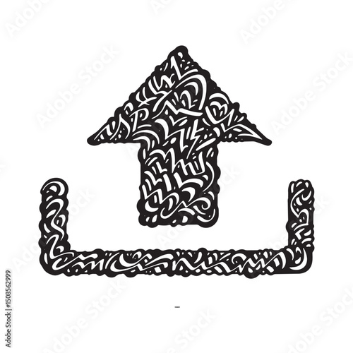 Whimsical Upload Arrow Icon with Graffiti Details for Trendy App
