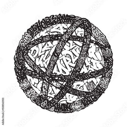 Black and White Graffiti Holographic Universe Icon Vector Print