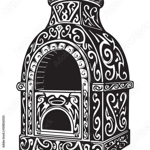Detailed tribal tattoo furnace illustration, perfect for merchan