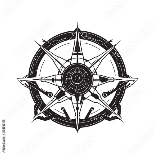 Cyberpunk Alchemy Circle Vector Illustration for Merchandise and