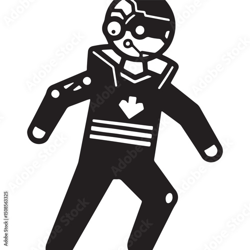 Cyberpunk Volunteer Icon, Black and White Vector for Merchandise