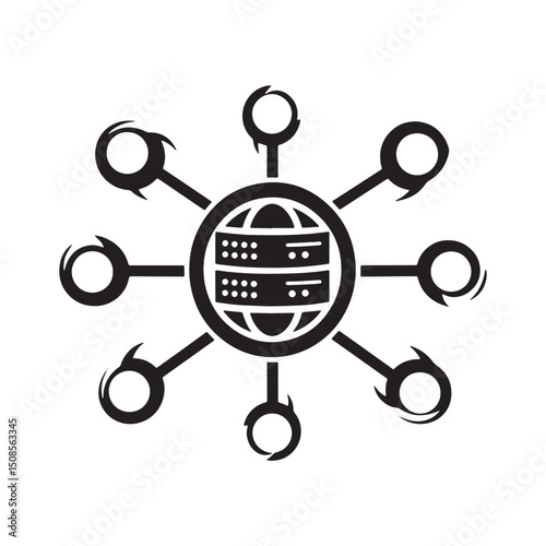 Intricate tribal tattoo style web hosting icon for modern mercha