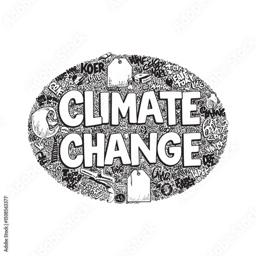 Climate change message adorned with expressive graffiti art in b