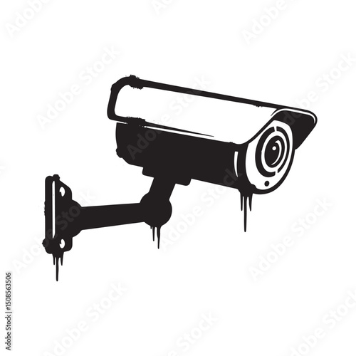 Surveillance Camera with dripping paint stencil vector art for m