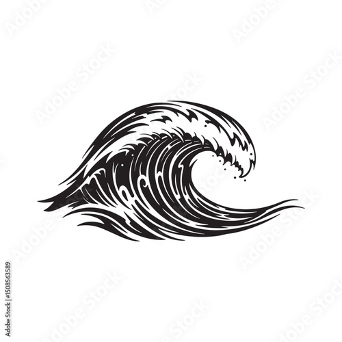 Tribal Ocean Wave Vector Design for Merchandise Apparel and Prin