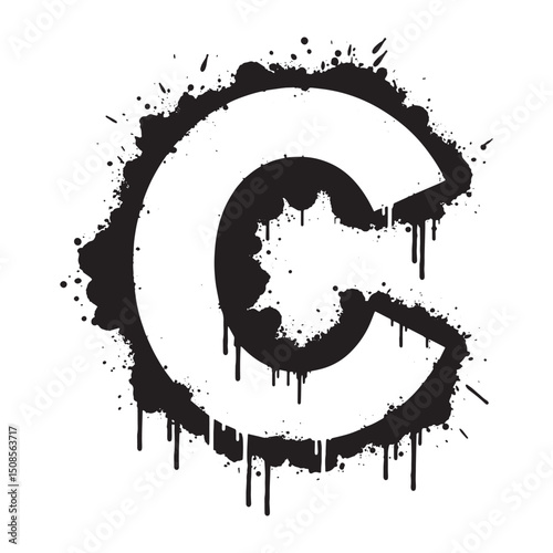 Artistic Coulomb C Icon with Stencil Paint Drips for Urban Appar