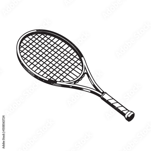 Futuristic Cyberpunk Style Tennis Racket Vector Illustration Des