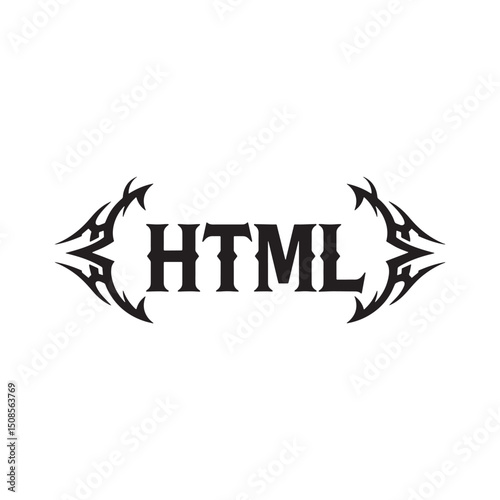 HTML logo in tribal tattoo style, perfect for merchandise and ap