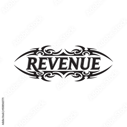 Revenue Icon with Tribal Tattoo Style for Merchandise Apparel Pr