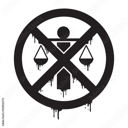 Martial Law Symbol in Stencil Style with Dripping Paint Effect
