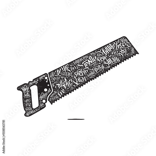Creative Saw Blade Typography Design with Graffiti Elements Vect
