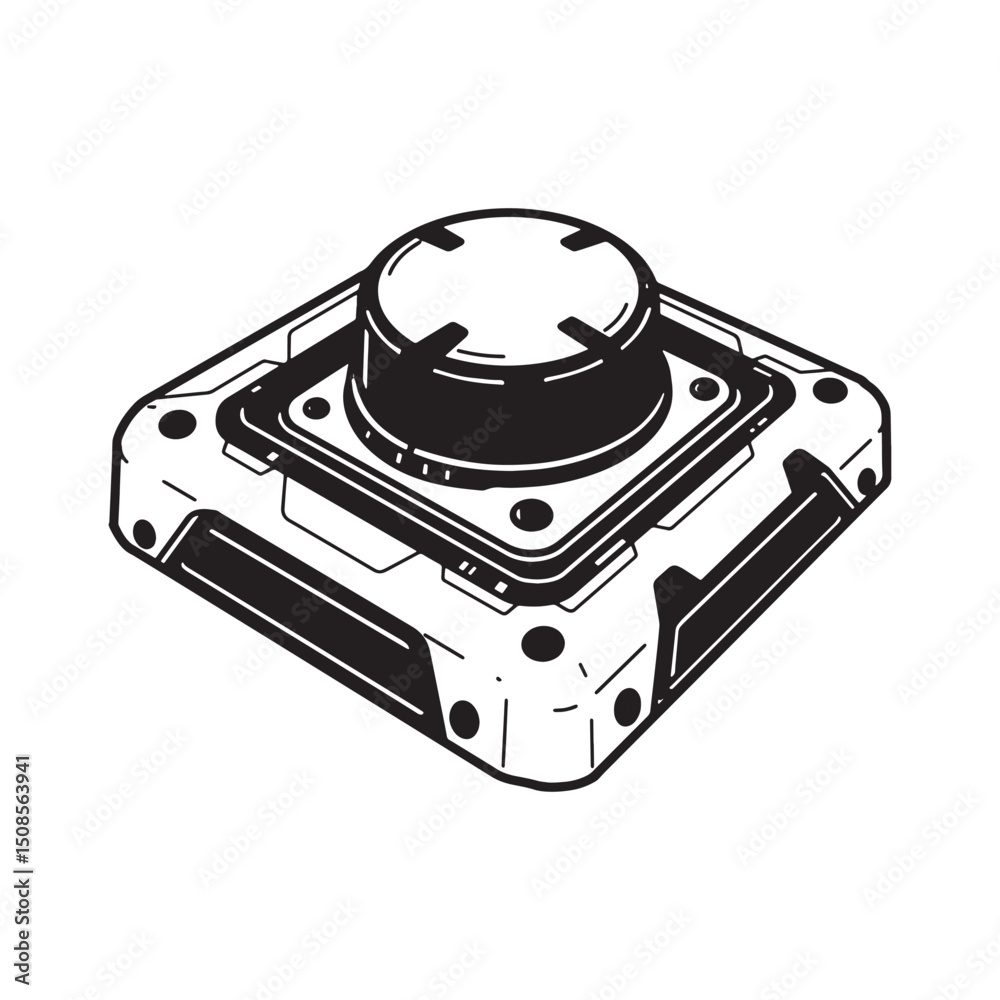 Futuristic Cyberpunk Style Joystick Control Button Vector Illust Futuristic Cyberpunk Style Joystick Control Button Vector Illust