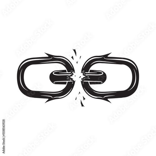 Tribal Tattoo Style Broken Link Icon Design for Merchandise Appa
