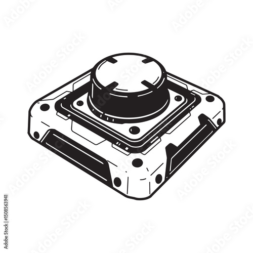 Futuristic Cyberpunk Style Joystick Control Button Vector Illust