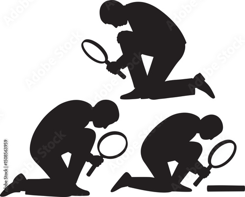 Private eye silhouette vector illustration