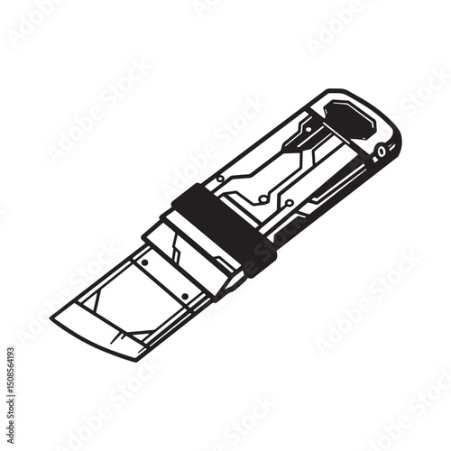 Cyberpunk Aesthetic Putty Knife Vector Illustration for Modern M