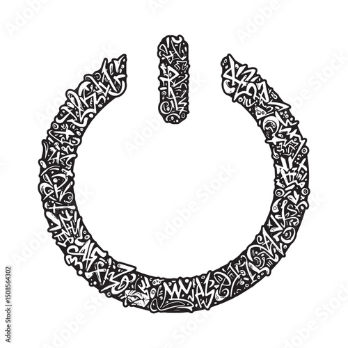 Graffiti Style Power On,Off Symbol for Merchandise and Apparel D