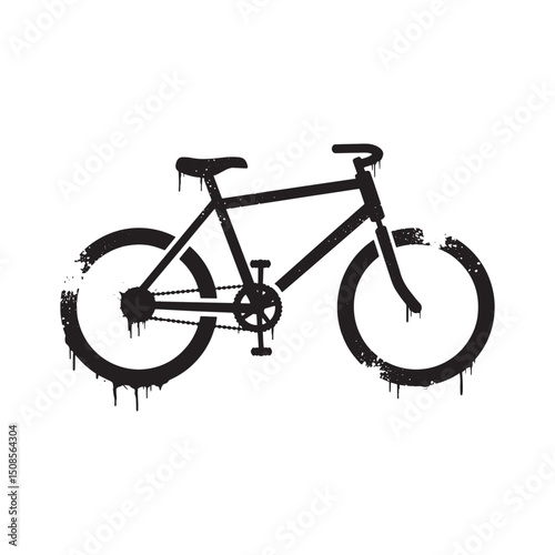 Monochrome Bicycle Icon with Paint Drip Effect for Merchandise a