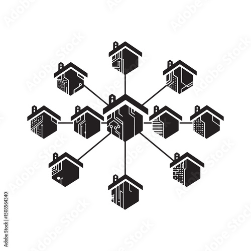 Cyberpunk House System Network Vector Illustration for Merchandi