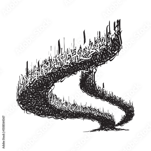 Abstract Aurora Borealis Vector Art with Graffiti Style Tagging