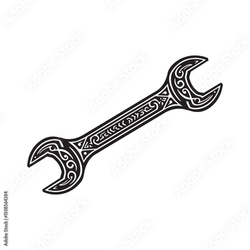 Unique Crowfoot Wrench with Tribal Tattoo Design for Apparel Pri