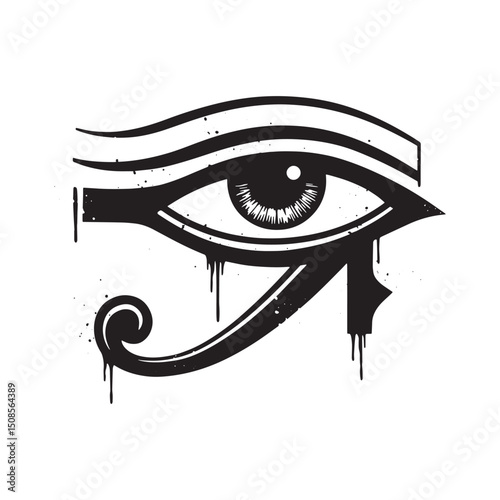 Striking All Seeing Eye Vector Graphic with Stencil Dripping Pai