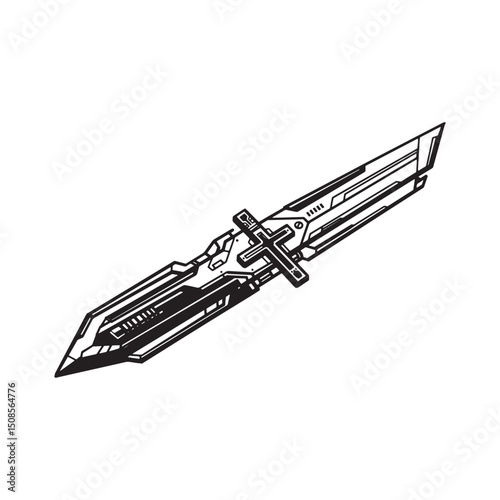 Futuristic Crosier Cyberpunk Icon Design for Merchandise Apparel