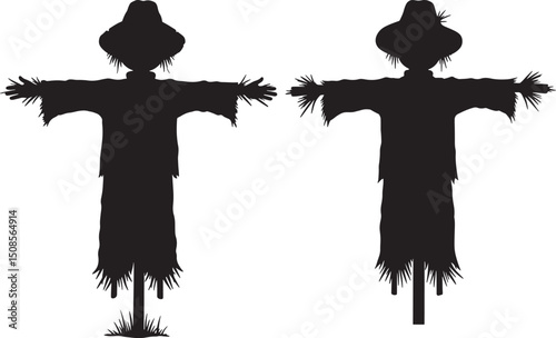 Scarecrow collection silhouette vector illustration