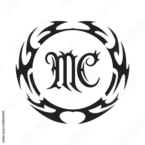 Midheaven MC Tribal Tattoo Style Black and White Vector Apparel