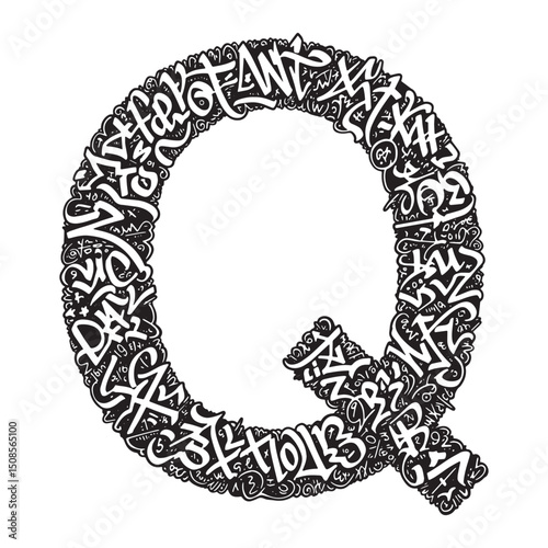 Unique Graffiti Letter Q Illustration for Creative Merchandise D