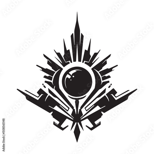 Cyberpunk Aether Quintessence Icon Black and White Vector Appare