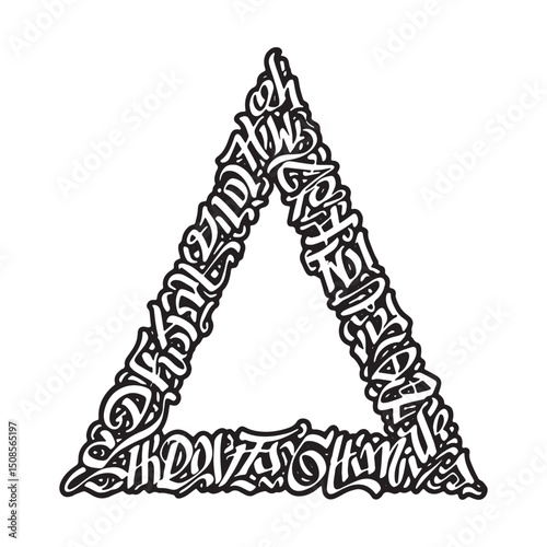 Stylized Delta Symbol with Calligraphic Elements for Merchandise