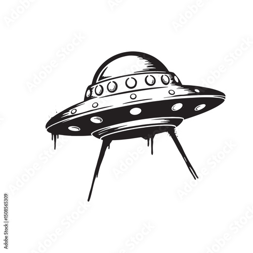 Roswell UFO Icon with Stencil Dripping Paint Vector for Merchand
