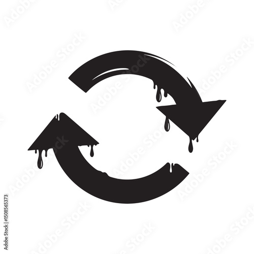 Creative refresh icon with stencil dripping paint, vector illust