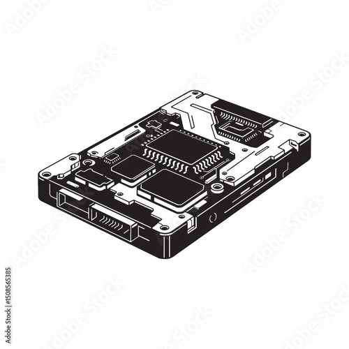 Cyberpunk Solid State Drive Vector Illustration for Merchandise
