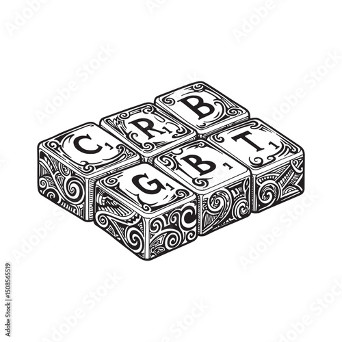 Unique Black and White Scrabble Tiles Vector Illustration Design