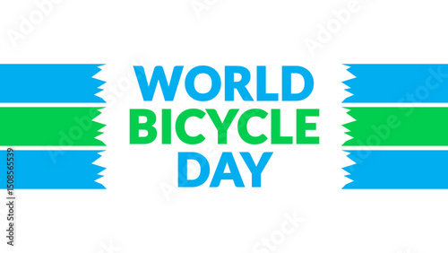 World Bicycle Day text with side lines on a White background. Which is observed every year in June to celebrate World Bicycle Day.