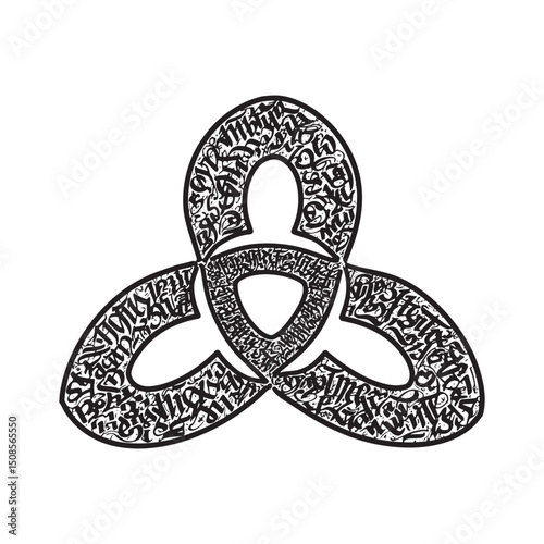 Unique Triquetra Symbol with Graffiti Style Fillings for Modern