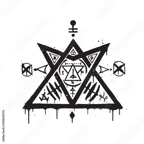Mystic Alchemical Symbol with Stencil Effect for Merchandise and