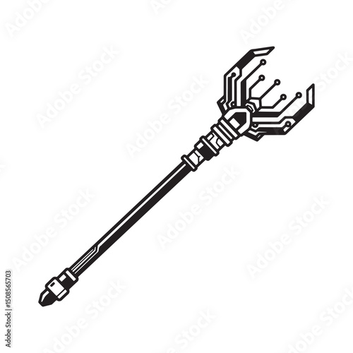 Cyberpunk Scepter Vector Illustration for Merchandise and Appare